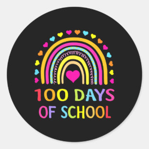 Happy 100th Day Of School Teacher Kids 100 Days Ra Classic Round Sticker