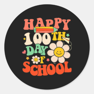 Happy 100th Day Of School Teacher Kids 100 Days Re Classic Round Sticker
