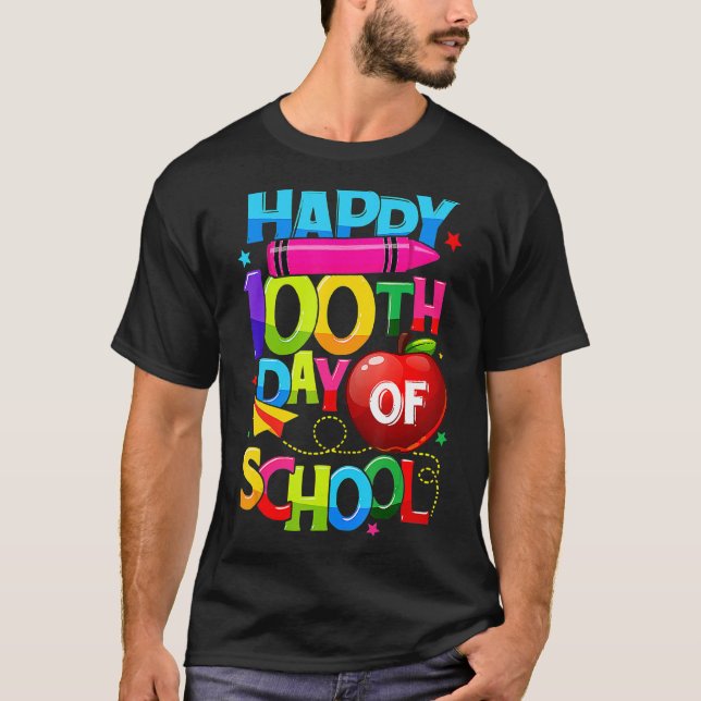 Happy 100th Day Of School Teacher Kids 100 Days Sm T-Shirt (Front)