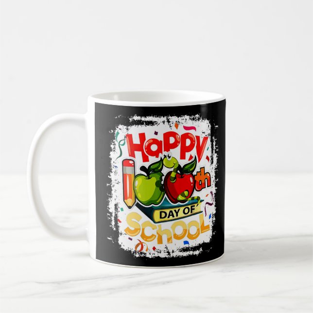 Happy 100th Day Of School Teacher Kids Child Happy Coffee Mug (Left)