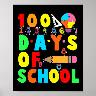 Happy 100th Day Of School Teacher Kids Child Happy Poster