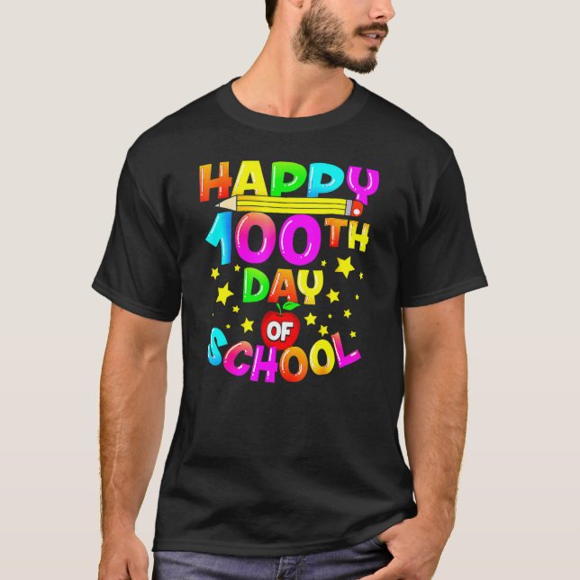 Happy 100th Day Of School Teacher Kids Child Happy T-Shirt (Front)
