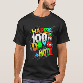 Happy 100th Day Of School Teacher Kids Happy 100 D T-Shirt