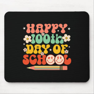 Happy 100th Day Of School Teacher Kids Retro Groov Mouse Mat