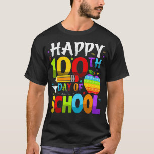 Happy 100th Day Of School Teacher Rainbow  100 Day T-Shirt