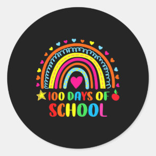 Happy 100th Day Of School Teacher Rainbow 100 Days Classic Round Sticker