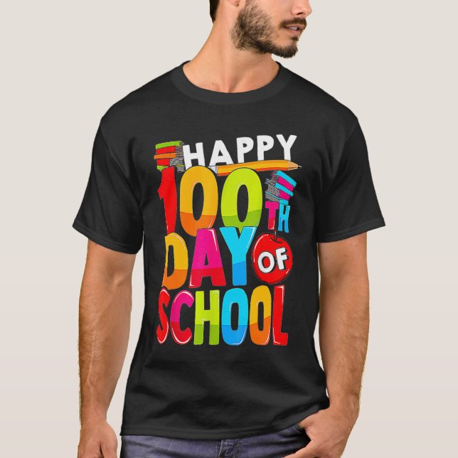 Happy 100th Day of School Teacher Student Boys Gir T-Shirt (Front)