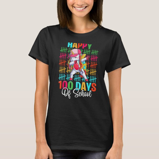 Happy 100th Day Of School Teacher Student Dabbing  T-Shirt (Front)