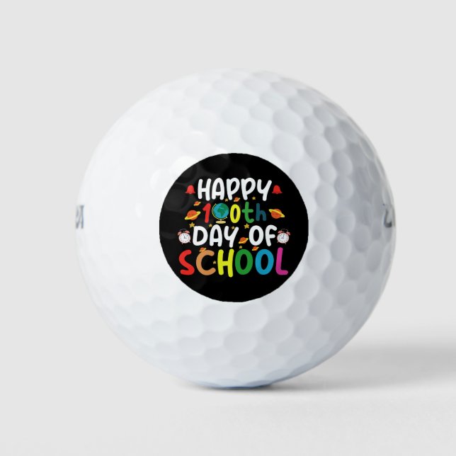 Happy 100th Day of School Teacher Student Golf Balls (Front)