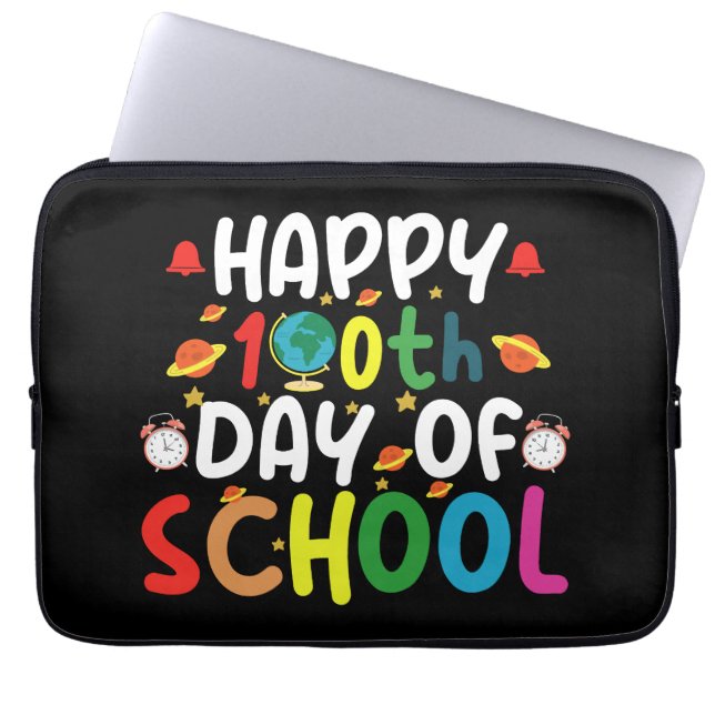 Happy 100th Day of School Teacher Student Laptop Sleeve (Front)
