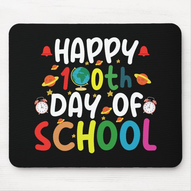 Happy 100th Day of School Teacher Student Mouse Mat (Front)