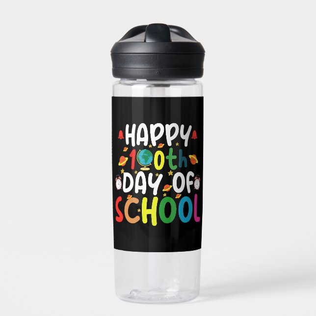 Happy 100th Day of School Teacher Student Water Bottle (Front)