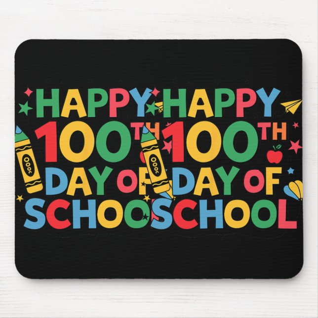 Happy 100th Day Of School Teachers Student Hand Dr Mouse Mat (Front)