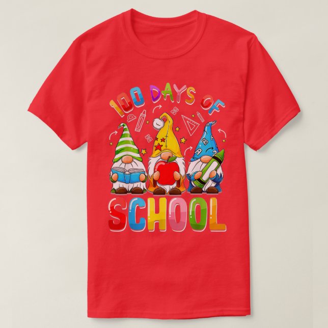 Happy 100th Day Of School Three Gnomes Virtual T-Shirt (Design Front)