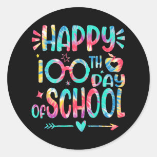 Happy 100th Day Of School Tie Dye 100 Days Smarter Classic Round Sticker