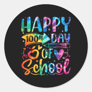 Happy 100th Day Of School Tie Dye Rainbow 100 Days Classic Round Sticker