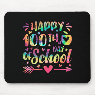 Happy 100th Day Of School Tie Dye Rainbow 100 Days Mouse Mat