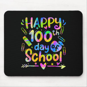 Happy 100th Day Of School Tie Dye Rainbow 100 Days Mouse Mat