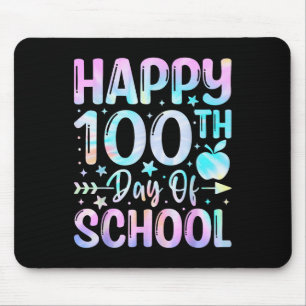 Happy 100th Day Of School Tie Dye Rainbow 100 Days Mouse Mat