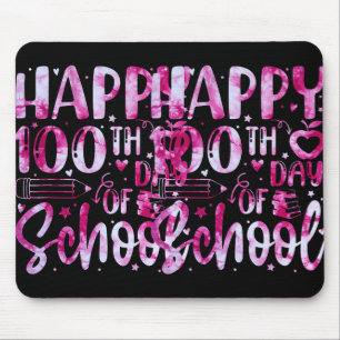 Happy 100th Day Of School Tie Dye Rainbow 100 Days Mouse Mat