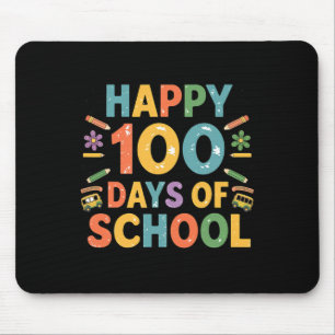 Happy 100th Day Of School Tie Dye Rainbow 100 Days Mouse Mat