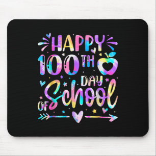 Happy 100th Day Of School Tie Dye Rainbow 100 Days Mouse Mat