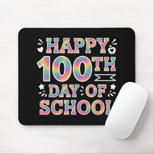 Happy 100th Day Of School Tie Dye Rainbow 100 Days Mouse Mat