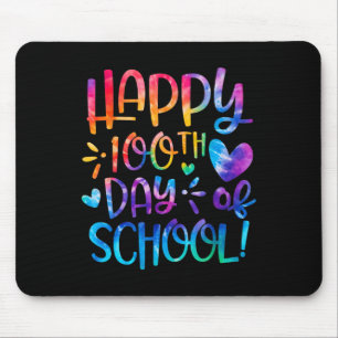 Happy 100th Day Of School Tie Dye Rainbow 100 Days Mouse Mat