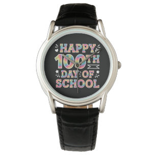 Happy 100th Day Of School Tie Dye Rainbow 100 Days Watch