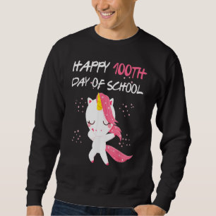 Happy 100th Day Of School Unicorn Face Mask Virtua Sweatshirt