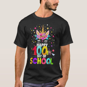 Happy 100th Day Of School Unicorn Face Mask Virtua T-Shirt