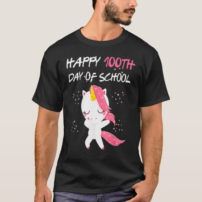 Happy 100th Day Of School Unicorn Face Mask Virtua T-Shirt (Front)