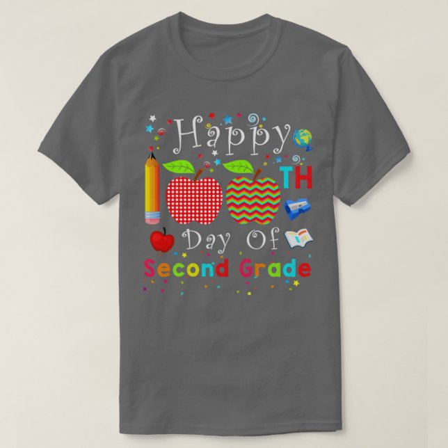 Happy 100th Day Of Second Grade T-Shirt (Design Front)