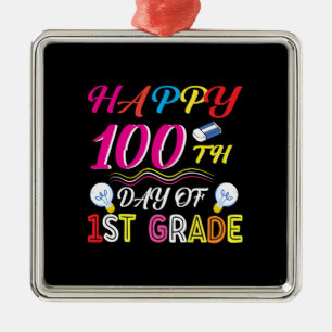 Happy 100th Days Of 1st Grade Metal Tree Decoration