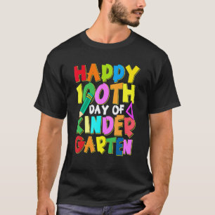 Happy 100Th Days Of Kindergarten Funny Student Tea T-Shirt