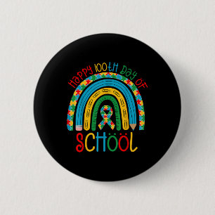 Happy 100th Days Of School - Autism Puzzle Ribbon 6 Cm Round Badge