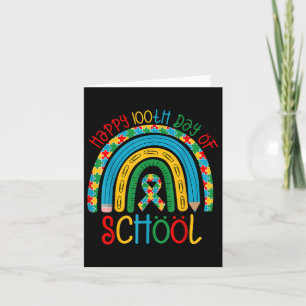 Happy 100th Days Of School - Autism Puzzle Ribbon  Card