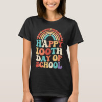 Happy 100th Days Of School Groovy Retro Rainbow