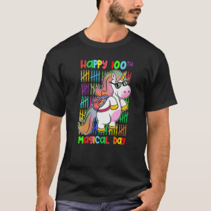 Happy 100th Magical Day Rainbow Cute Unicorn Girls T-Shirt