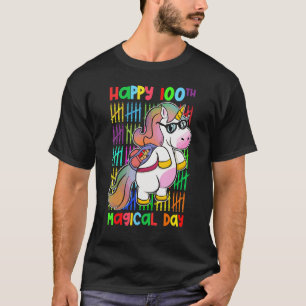 Happy 100th Magical Day Rainbow Cute Unicorn Girls T-Shirt