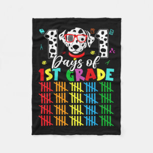 Happy 101 Days School 1st Grade Dog 100 Days Smart Fleece Blanket