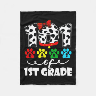 Happy 101 Days School 1st Grade Dog 100 Days Smart Fleece Blanket
