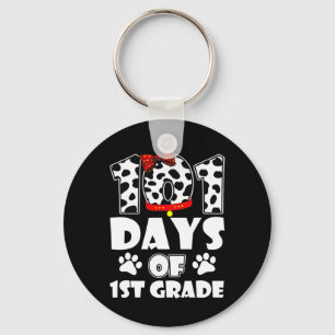 Happy 101 Days School 1st Grade Dog 100 Days Smart Key Ring