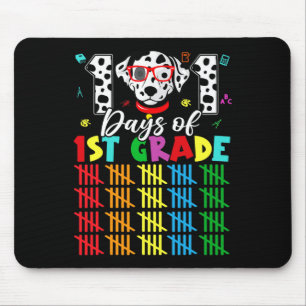 Happy 101 Days School 1st Grade Dog 100 Days Smart Mouse Mat