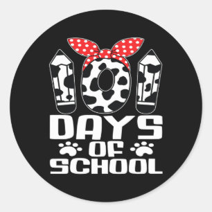 Happy 101 Days School Cute Dog 100 Days Smarter St Classic Round Sticker