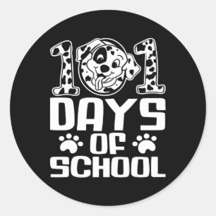 Happy 101 Days School Cute Dog 100 Days Smarter St Classic Round Sticker