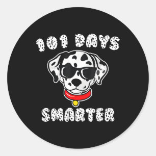 Happy 101 Days School Cute Dog Lover 100 Days Stud Classic Round Sticker