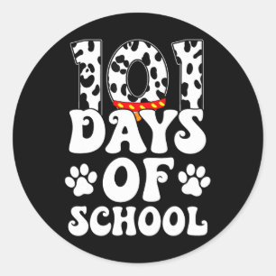 Happy 101 Days School Cute Dog Lover 100 Days Stud Classic Round Sticker