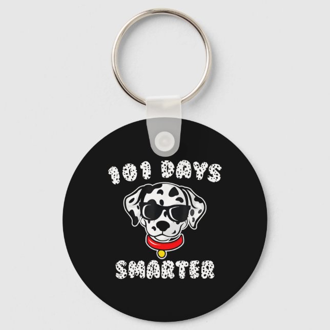 Happy 101 Days School Cute Dog Lover 100 Days Stud Key Ring (Front)