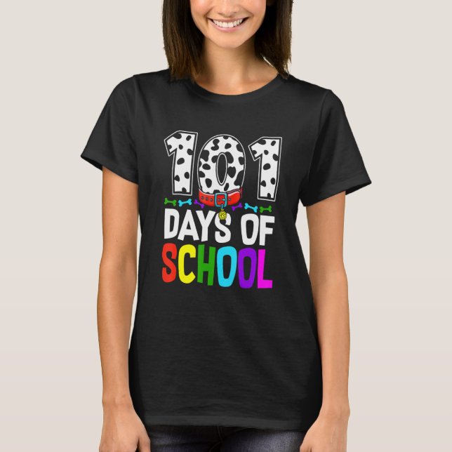 Happy 101 Days School Cute Dogs Lovers Student or  T-Shirt (Front)